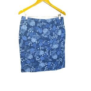 J. Jill Womens Blue Floral Print Elastic Pull-on Waist Mini Skirt Size Medium
